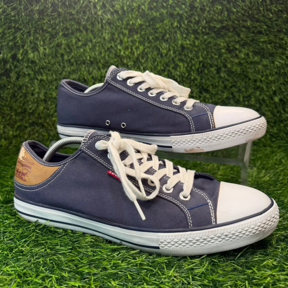 Levi's Canvas Sneaker Mens 13 Navy Blue Low Top Lace Up 719717-MENS Casual Shoes
